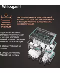 Купить Встраиваемая посудомоечная машина Weissgauff BDW 4160 Ultra Real Autoopen Infolight узкая [433788], изображение 7 в интернет-магазине Irkshop.ru