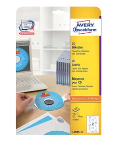 Купить Этикетки  Avery Zweckform CD/DVD A4/196г/м2/50л./белый самоклей. для лазерной печати [L6015-25], изображение 4 в интернет-магазине Irkshop.ru