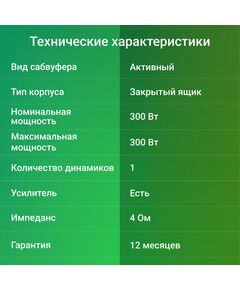 Купить Сабвуфер автомобильный Digma DCS-120 300Вт активный, изображение 7 в интернет-магазине Irkshop.ru