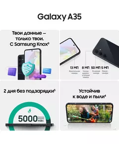 Купить Смартфон Samsung Galaxy A35 5G 256/8Gb темно-синий 3G 4G 2Sim 6.6" 1080x2340 Android 14 50Mpix 802.11 a/b/g/n/ac/ax NFC GPS GSM900/1800 GSM1900 TouchSc Protect microSD max1024Gb [SM-A356EZKGCAU], изображение 2 в интернет-магазине Irkshop.ru