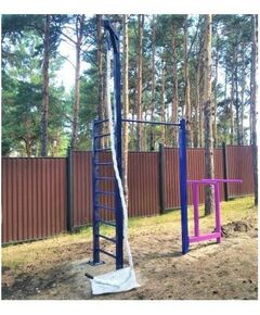 Уличный тренажерный комплекс перекладина, брусья, лестница, канатAVU048 фотографии