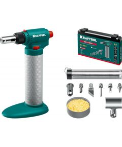 Газовый паяльник KRAFTOOL Multi torch 30 - 150 Вт 1300°С, набор 8 в 1: горелка, фен, пьезоподжиг [55506-H8] фотографии