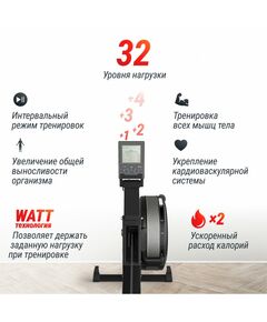 Гребной тренажер UNIX Fit Air Magnetic Rower-X Black фотографии
