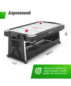 Игровой стол Трансформер 4 в 1 UNIX line Black 204х112 cм фотографии