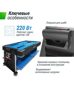 Игровой стол Трансформер 4 в 1 UNIX line Black 204х112 cм фотографии