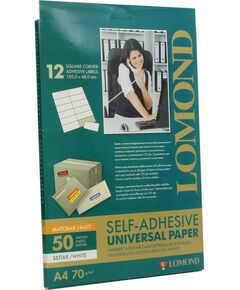 Купить Самоклеящаяся бумага Lomond 2100065 универсальная для этикеток, A4, 12 делен. (105 x 48 мм), 70 г/м2, 50 листов в интернет-магазине Irkshop.ru