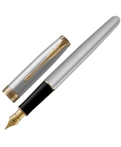 Купить Ручка перьевая Parker Sonnet Core Stainless Steel GT корпус серебристый, позолоченные детали, черная в интернет-магазине Irkshop.ru