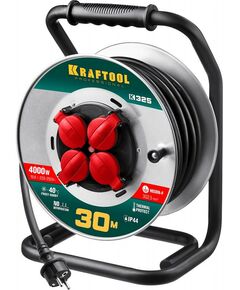 Купить Силовой удлинитель на стальной катушке KRAFTOOL K-325 КГ 3х2.5 30м 4000Вт IP44 [55086-30] в интернет-магазине Irkshop.ru