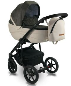 Коляски детские: Коляска 2в1 Bexa IDEAL цвет ID 08 (черный+бежевая кожа) фотографии