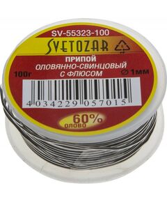 Купить Припой СВЕТОЗАР ПОС 61 1мм, 100г, трубка с флюсом, катушка [SV-55323-100] в интернет-магазине Irkshop.ru