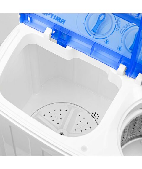 Стиральная машина OPTIMA МСП-40П Загрузка белья для стирки 4кг, загрузка белья для отжима 2.5кг, центрифуга, материал крышки пластик, мощность стирки 260Вт, мощность центрифуги 145Вт, сливной насос, класс защиты от поражения электричеством фотографии