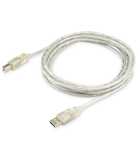 Кабель BURO USB А->B 2.0 3м прозрачный [USB2.0-AM/BM-3-TRANS] фотографии
