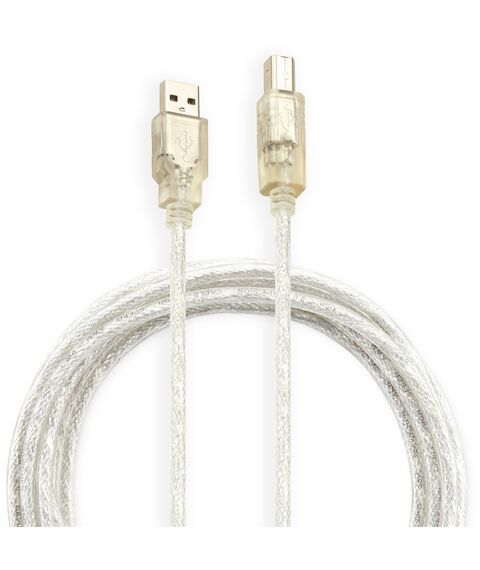 Кабель BURO USB А->B 2.0 3м прозрачный [USB2.0-AM/BM-3-TRANS] фотографии