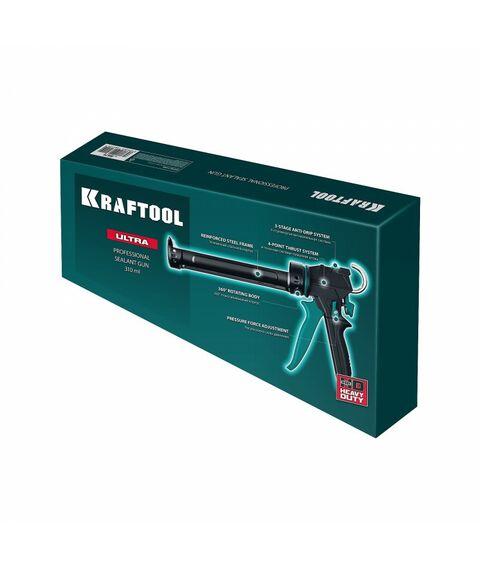 Усиленный скелетный поворотный пистолет для герметика KRAFTOOL ULTRA 310 мл регулировка силы давления, вариативная антикапельная система [06679] фотографии