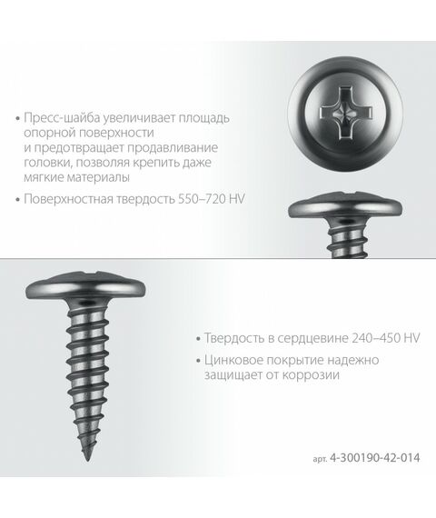 Саморез с пресс-шайбой ПШМ Зубр 14 х 4.2 мм цинк, 15.26 кг [4-300190-42-014_z01] фотографии