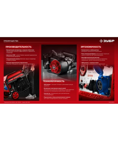 Инверторный генератор Зубр СБИ-2800 2800 Вт фотографии