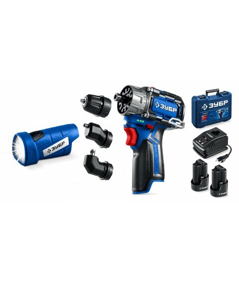 {[ru]:Набор: модульная дрель-шуруповерт + LED фонарь Зубр DB-125-22F КОМБИ