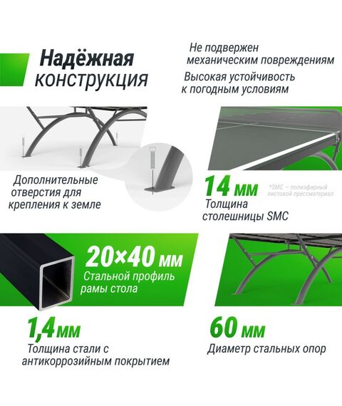 Антивандальный теннисный стол UNIX line 14 mm SMC (Grey/Grey) фотографии