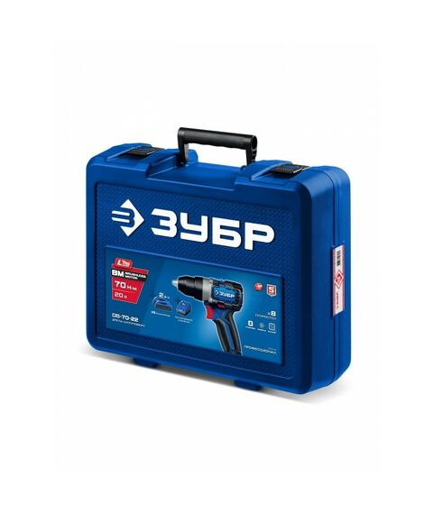 Бесщеточная дрель-шуруповерт Зубр DB-70-22 20 В, 70 Н·м, 2 АКБ LMS (2 А·ч), кейс, ПРОФЕССИОНАЛ фотографии