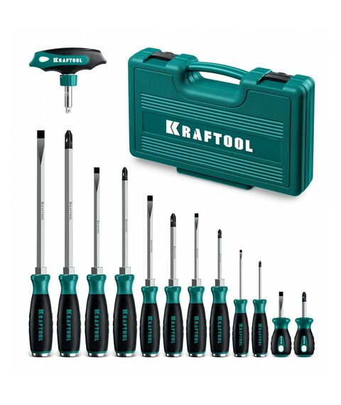 Набор ударных отверток KRAFTOOL IMPACT 13 шт сквозной стержень Cr-Mo [25035] фотографии