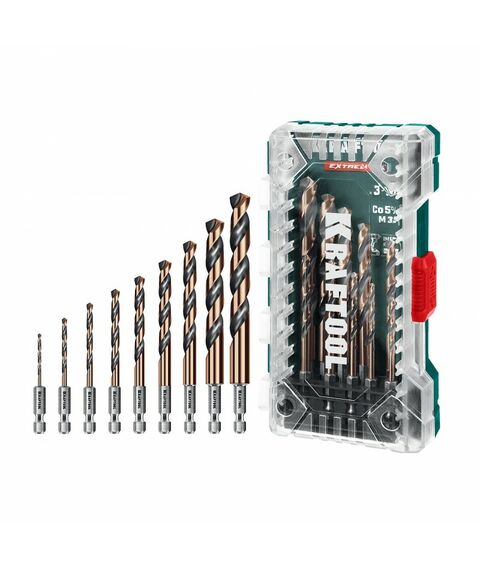 Набор сверл по металлу KRAFTOOL IMPACT READY НЕХ-1/", 10 шт, для винтовёртов и шуруповертов [29652-H10] фотографии