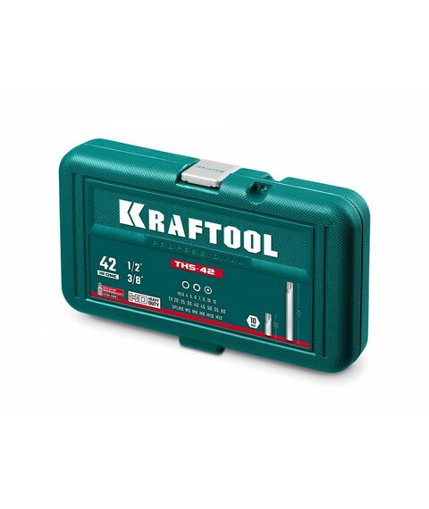 Набор специальных бит KRAFTOOL THS-42 42 шт (HEX, TX, SPLINE) хвостовик 10 мм под квадрат 1/2" [26554] фотографии