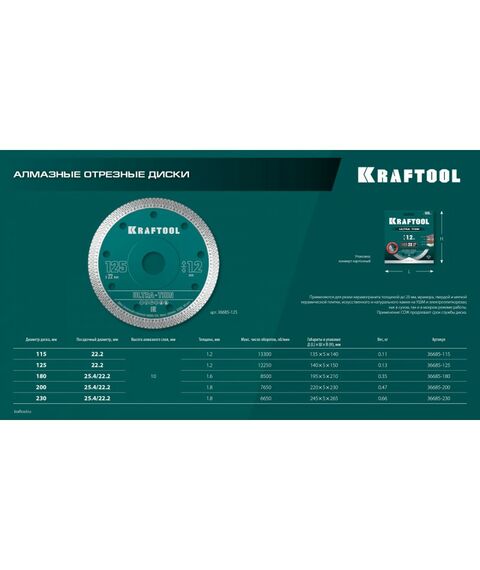 Ультратонкий алмазный диск KRAFTOOL ULTRA-THIN 230х1.8 мм [36685-230] фотографии