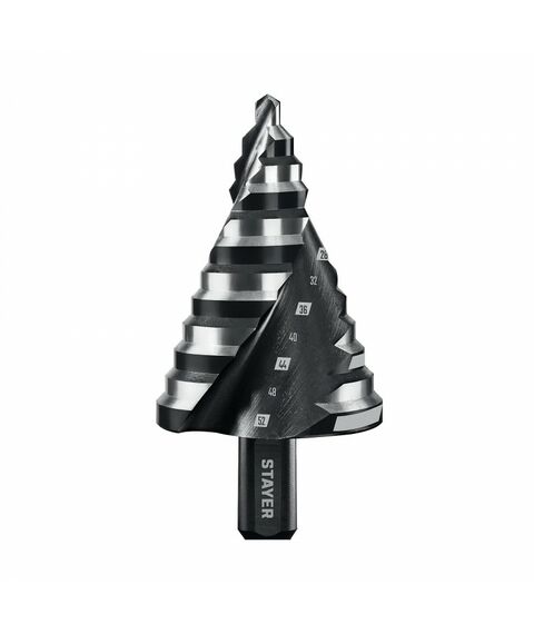 Сверло ступенчатое STAYER Pro-Max 6-52мм 12 ступеней, винтовая спираль [29661-6-52-12] фотографии