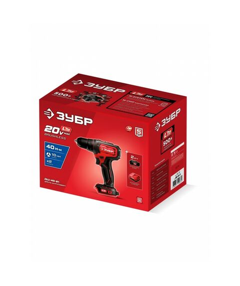 Дрель-шуруповерт Зубр ДШ-40-21 20 В, 40 Н·м, 1 АКБ LMS (2 А·ч) фотографии