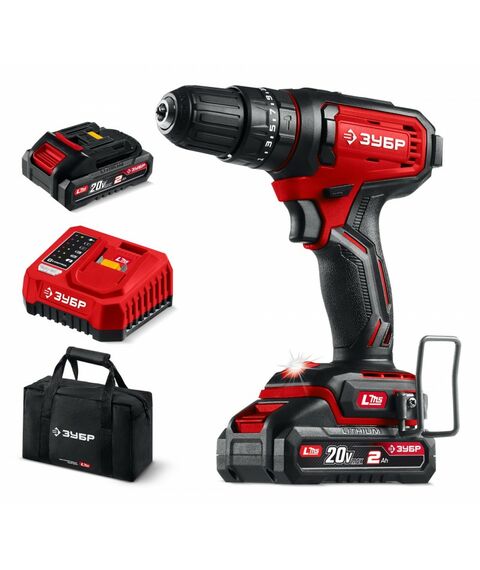 Ударная дрель-шуруповерт Зубр ДШУ-40-22 20 В, 40 Н·м, 2 АКБ LMS (2 А·ч), сумка фотографии