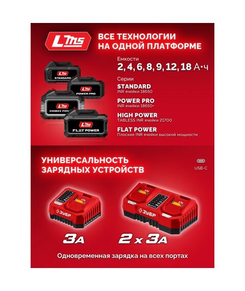 Бесщеточная дрель-шуруповерт Зубр ДБ-45-21 ЗУБР 20 В, 45 Н·м, 1 АКБ LMS (2 А·ч) фотографии