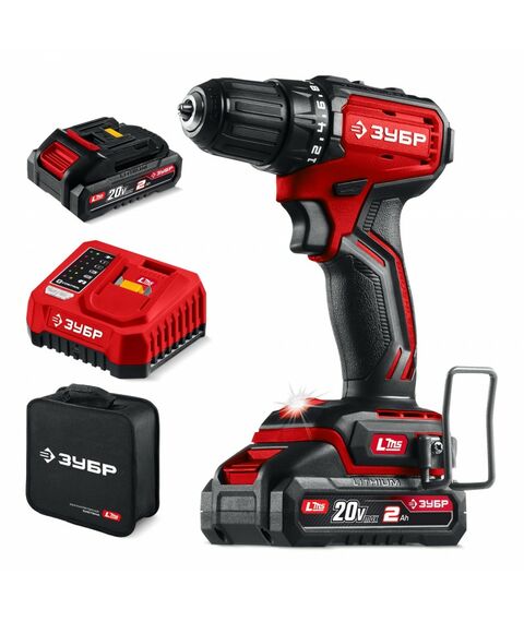 Бесщеточная дрель-шуруповерт Зубр ДБ-45-22 20 В, 45 Н·м, 2 АКБ LMS (2 А·ч), сумка фотографии
