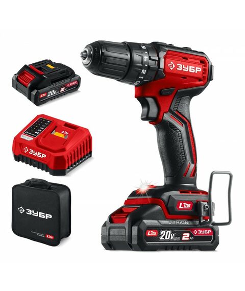 Бесщеточная ударная дрель-шуруповерт Зубр ДБУ-45-22 20 В, 45 Н·м, 2 АКБ LMS (2 А·ч), сумка фотографии