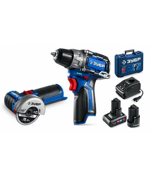 {[ru]:Набор: дрель-шуруповерт + мини УШМ Зубр DB-121-42AB КОМПАКТ