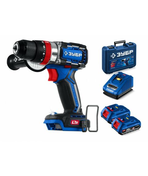 Бесщеточная ударная дрель-шуруповерт Зубр DBS-70-22 20 В, 70 Н·м, 2 АКБ LMS (2 А·ч), кейс, ПРОФЕССИОНАЛ фотографии