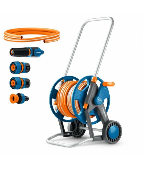 Катушка со шлангом в комплект GRINDA HCK-25 шланг 25м x 1/2", поливочный набор 4 предмета, усиленные колеса, телескопическая ручка, ProLine [428461] фотографии