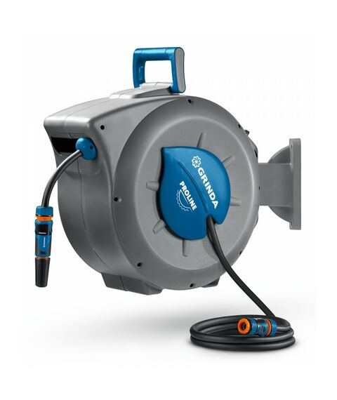 Поливочный набор 4 предмета GRINDA HRA-30 шланг 30м x 1/2", на поворотном кронштейне настенная, катушка автоматическая со шлангом ProLine [428471] фотографии