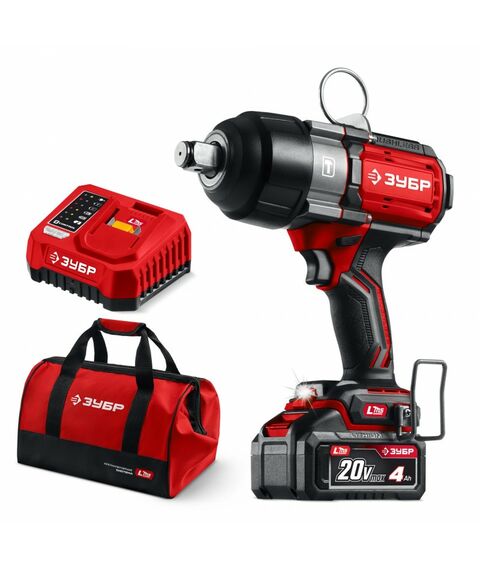 Бесщеточный ударный гайковерт Зубр ГБУ-1000-41 ЗУБР 20 В, 1000 Н·м, 1 АКБ LMS (4 А·ч), сумка фотографии