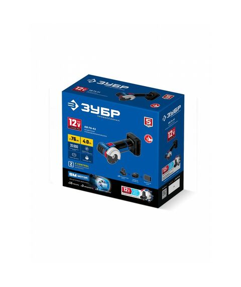 Бесщеточная УШМ Зубр AB-76-42 12 В, D76 мм, 2 АКБ тип Т7 (4 А·ч), сумка, Профессионал фотографии