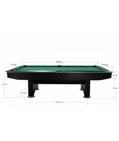 Стол / пул Dynamic Competition II 9 ф (матово-чёрный) в комплекте, аксессуары + сукно фотографии