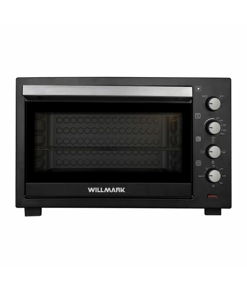 Духовка электрическая мини-печь WILLMARK WOC-805BL объем 80 л, внутренняя подсветка, таймер, конвекция, 4 линейных тэна, комплект: противень, решетка, держатель, черный фотографии