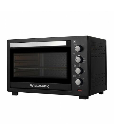 Духовка электрическая мини-печь WILLMARK WOC-805BL объем 80 л, внутренняя подсветка, таймер, конвекция, 4 линейных тэна, комплект: противень, решетка, держатель, черный фотографии