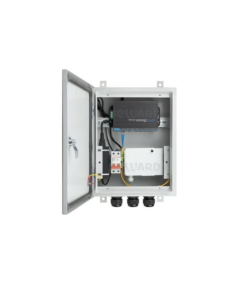 Уличный неуправляемый коммутатор Beward B-431-4P1F2 , 4 порта с поддержкой High PoE, PoE бюджет 91 Вт, встроенный оптический кросс, IP54, от -40 до +50°С фотографии