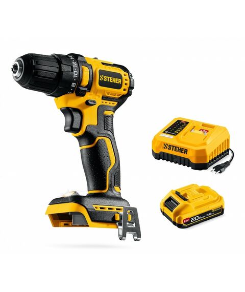 Бесщеточная дрель-шуруповерт STEHER CB-45-21 20 В, 45 Н·м, 1 АКБ LMS (2 А·ч) фотографии