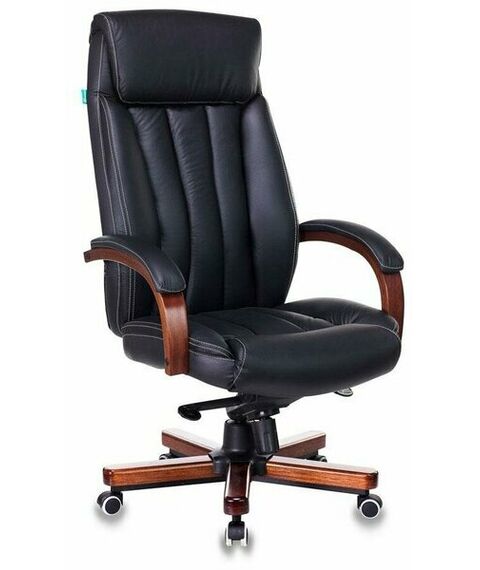 Кресло руководителя Бюрократ T-9922WALNUT/BLACK уценка! на колесиках, кожа, черный (подробности по запросу) фотографии