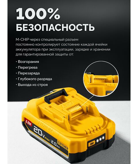 Бесщеточная дрель-шуруповерт STEHER CB-165-22 20 В, 165 Н·м, 2 АКБ LMS (2 А·ч), сумка фотографии