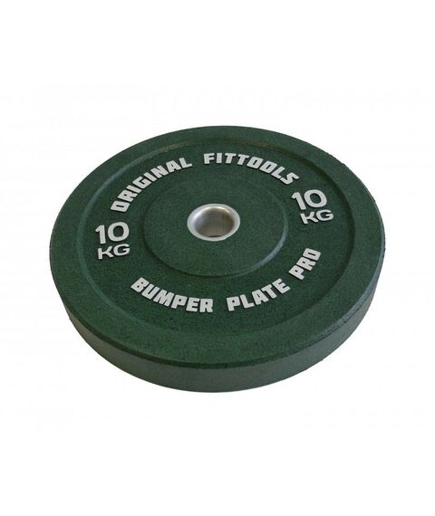 Диски d 50: Диск бамперный Original FitTools FT-BPG-10 10 кг, зеленый фотографии