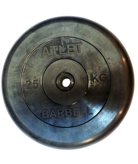 Диски d 25: Диск обрезиненный MB BARBELL MB-AtletB26-25 чёрного цвета, 26 мм, 25 кг фотографии