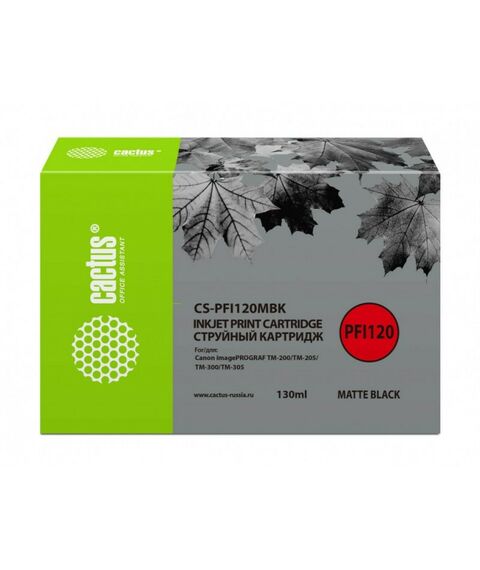 Для Canon (совместимые): Картридж струйный Cactus CS-PFI120MBK черный матовый 130 мл для  Canon imagePROGRAF TM-200/TM-205/TM-300/TM-305 фотографии