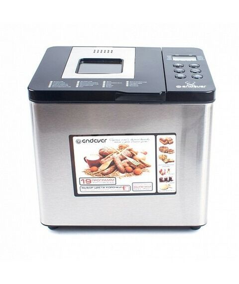 Хлебопечки: Хлебопечь Endever Skyline MB-54 вес выпечки до 750 г, регулировка веса выпечки, мощность 750 Вт, программ выпечки: 19, цвет черный/стальной фотографии